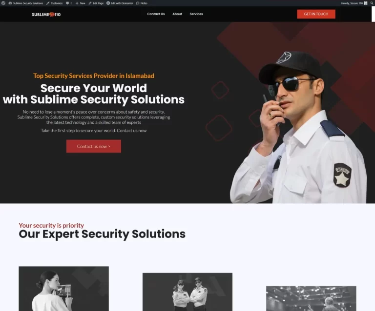 "Screenshot of a security website's captivating hero section